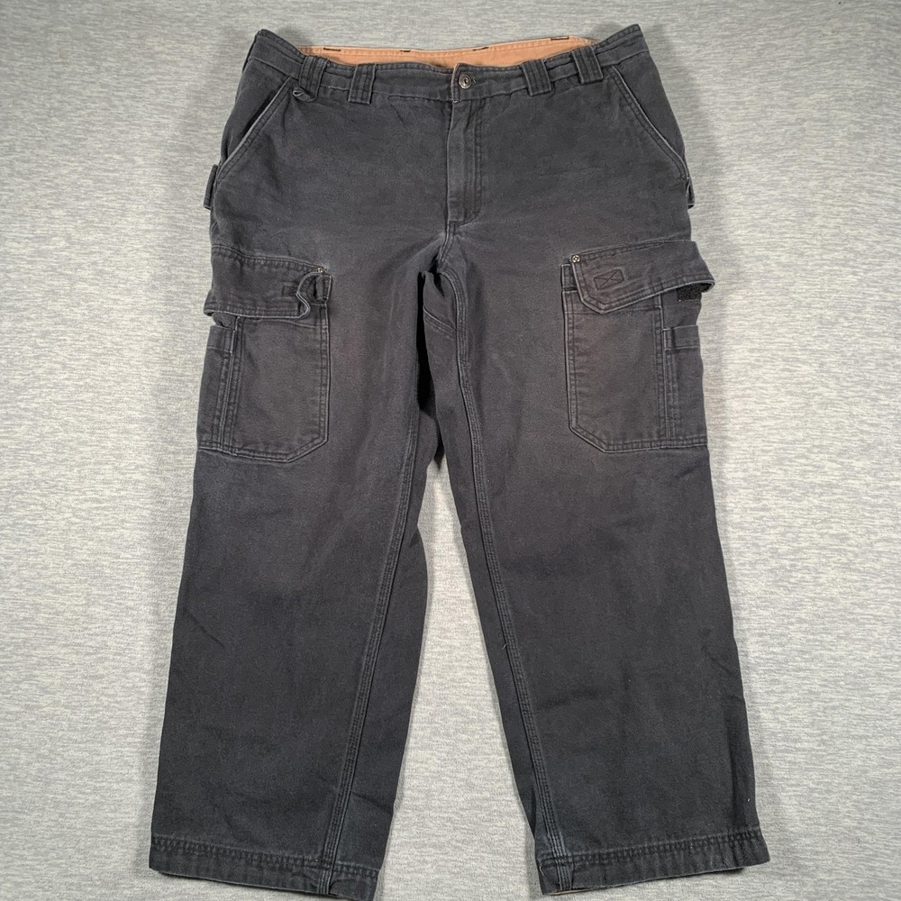 Duluth Trading Co Cargo Pants Mens 40x30 Gray Relaxed Fit Canvas Workwear
